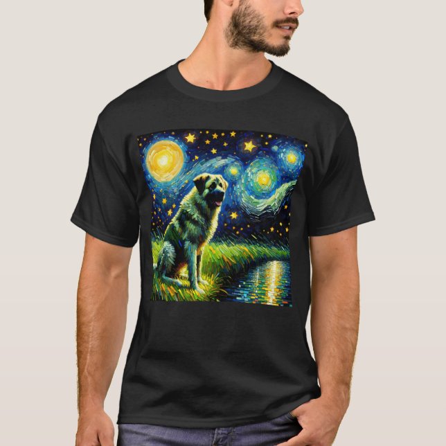 Camiseta Starry Night Anatolian Shepherd Van Gogh Lover (Frente)