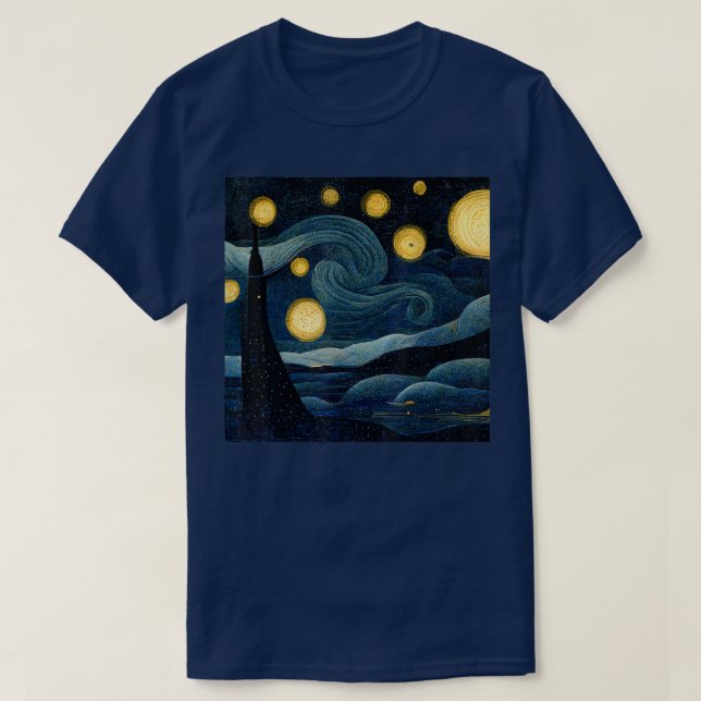 Camiseta Starry Night Art Deco Vincent van Gogh Art 280 (Frente do Design)
