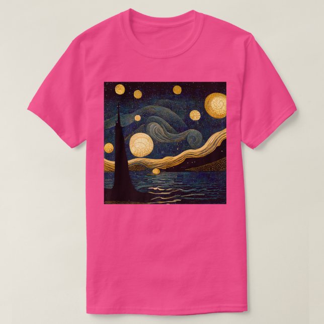 Camiseta Starry Night Art Deco Vincent van Gogh Art Premium (Frente do Design)