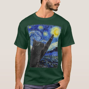 Camiseta Starry Night Cat Van Gogh Cat