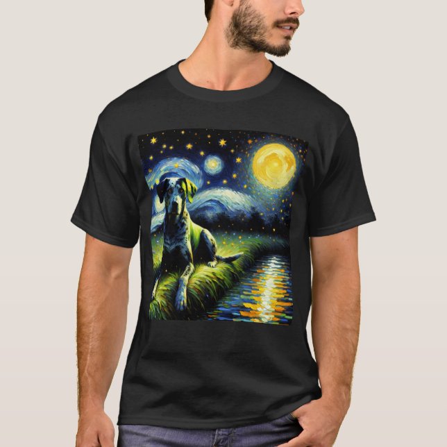Camiseta Starry Night Catahoula Leopard Cog Van Gogh Lover (Frente)
