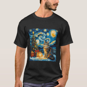Camiseta Starry Night Christmas Forest Art Van Go