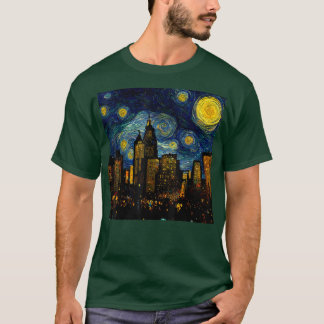 Camiseta Starry Night Cityscape van Gogh Inspiration Art Mi