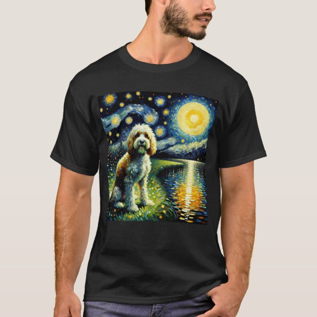 Camiseta Starry Night Cockapoo Cachorro Van Gogh Lover (Frente)