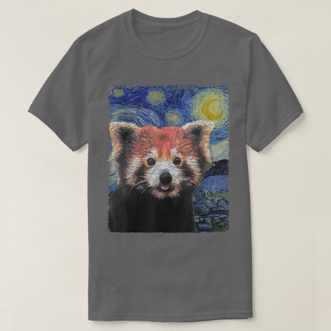 Camiseta Starry Night Colorful Red Panda (Frente do Design)