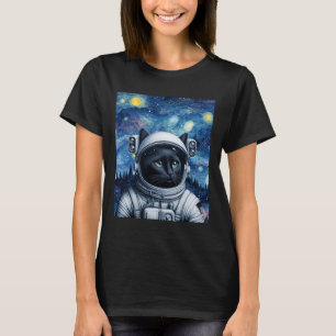 Camiseta Starry Night Cosmic Cat Astronauta Art
