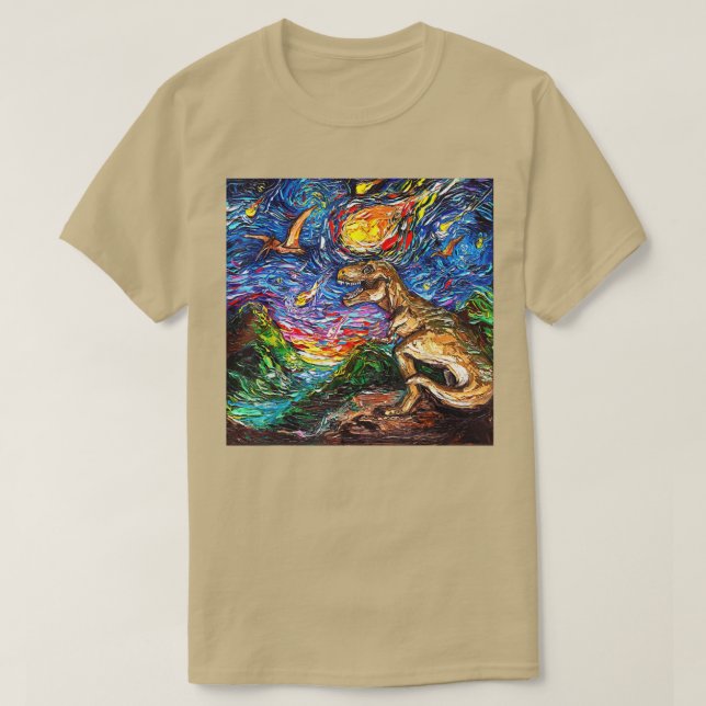 Camiseta Starry Night Dinosaur T Re, Van Gogh T Re Art Gift (Frente do Design)