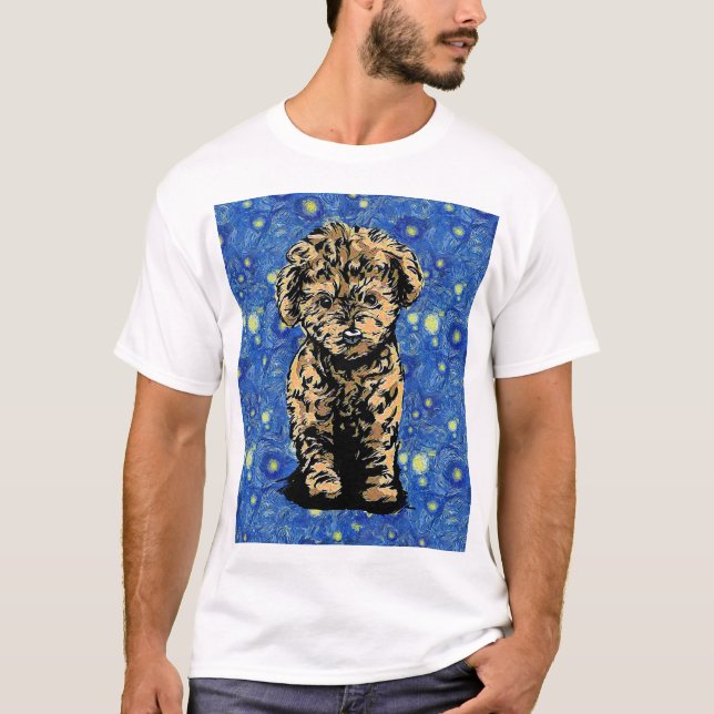 Camiseta Starry Night Dog Puppy Poodle (Frente)