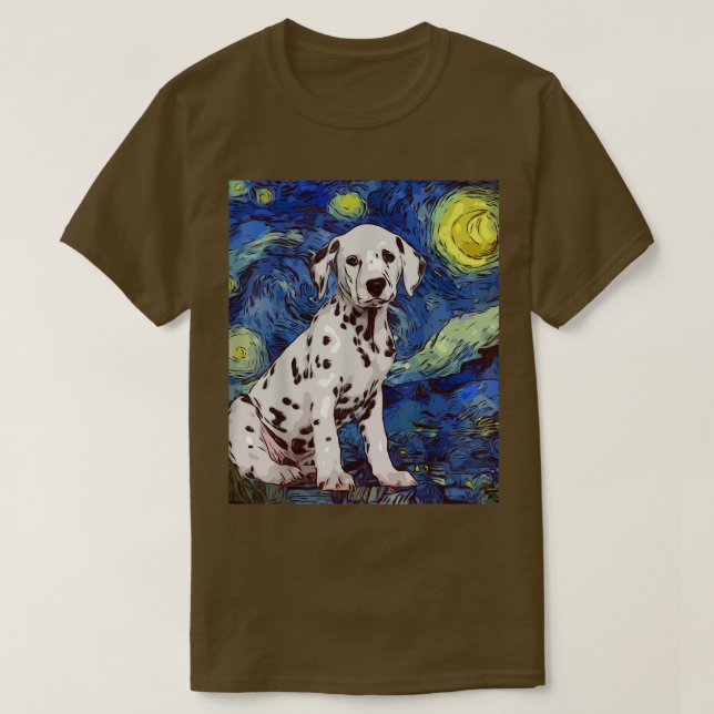 Camiseta Starry Night Dotted Dalmatic Dog Painting Dog Lov (Frente do Design)