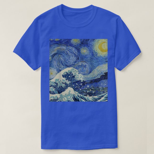 Camiseta Starry Night e o Excelente Wave Van Gogh Art Paint (Frente do Design)