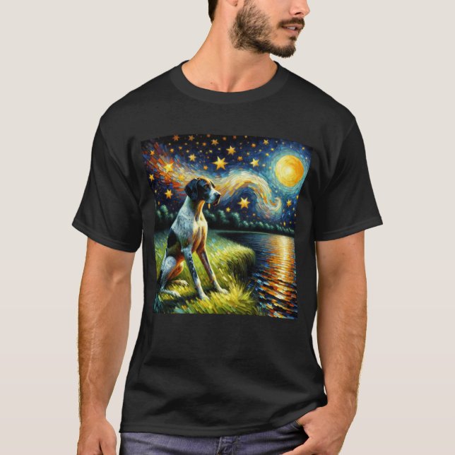 Camiseta Starry Night English Pointer Dog Van Gogh Lover (Frente)
