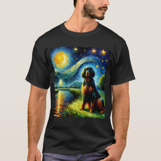 Camiseta Starry Night Gordon Setter Dog Van Gogh Lover