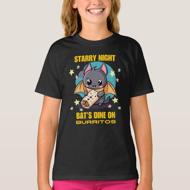 Camiseta Starry Night, jantar do morcego no burrito (Frente)
