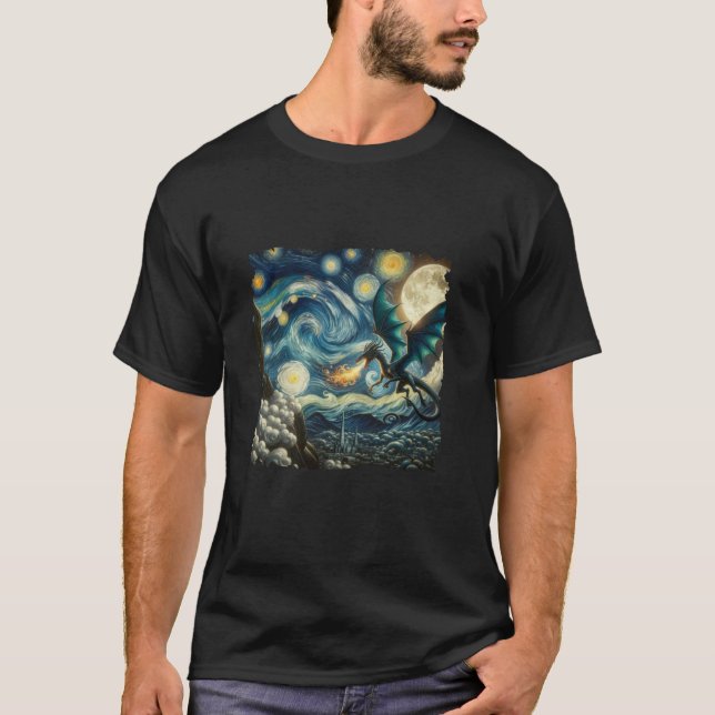 Camiseta Starry Night Japonês Aestic Dragon Tokyo Japão (Frente)