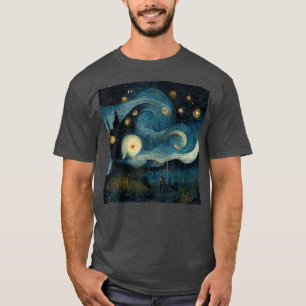 Camiseta Starry Night mied com Hieronymus Bosch