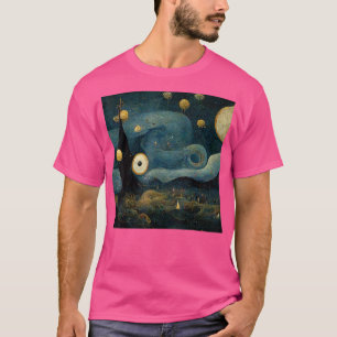 Camiseta Starry Night misturado com Hieronymus Bosch T-Shir