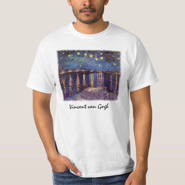 Camiseta Starry Night Over the Rhone, por Vincent van Gogh (Frente)