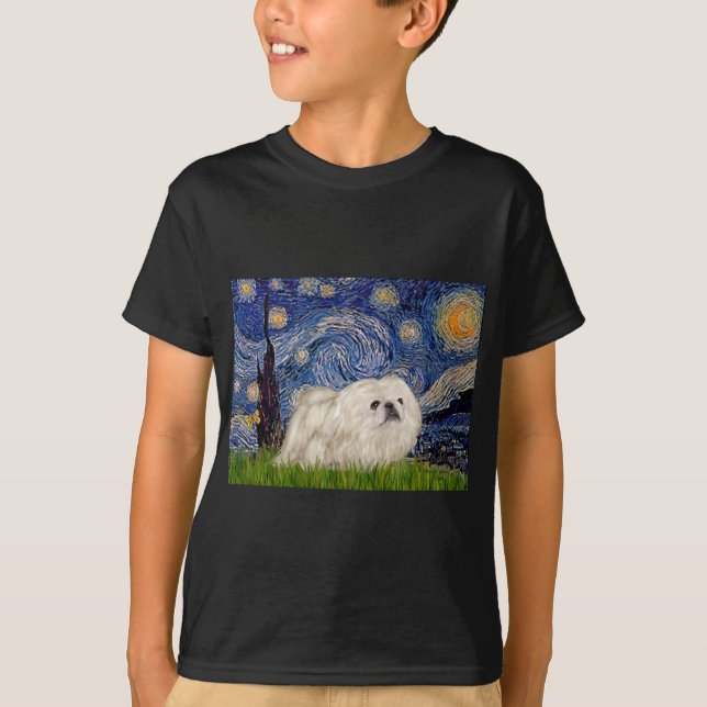Camiseta Starry Night - Pekingese Branco 4 (Frente)