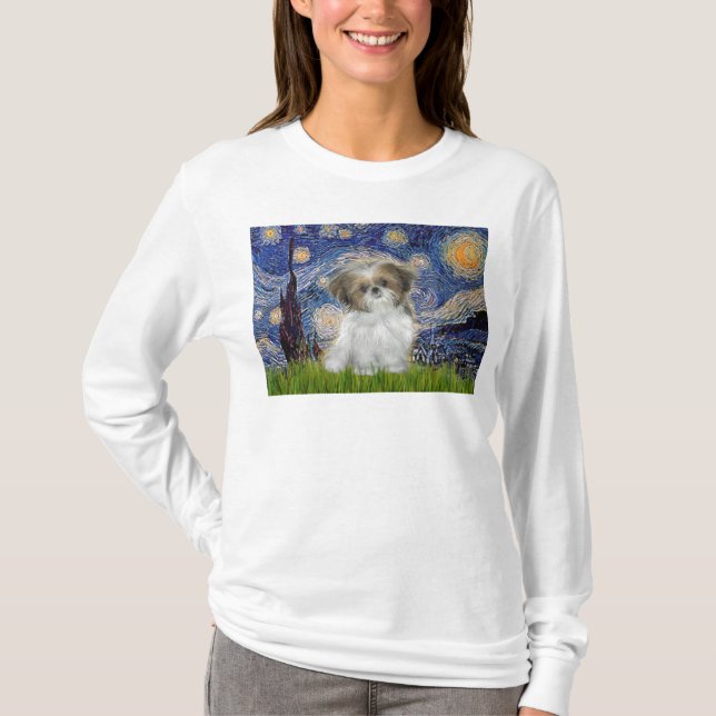 Camiseta Starry Night - Shih Tzu Puppy (Frente)