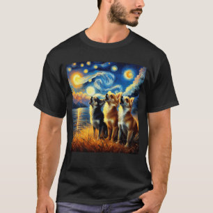 Camiseta Starry Night Three Chihuahuas Howling no Moon Dog