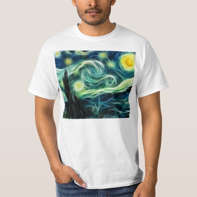 Camiseta Starry Night Van Gogh Arte Fractal (Frente)
