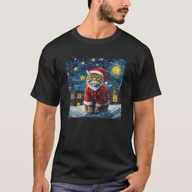 Camiseta Starry Night Van Gogh Tabby Cat (Frente)