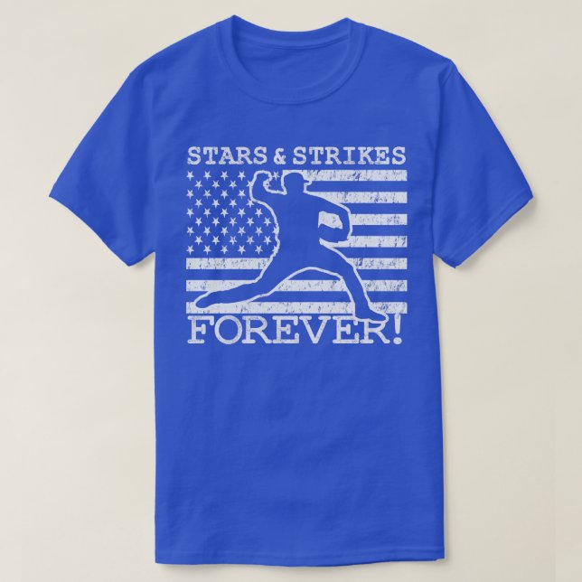 Camiseta Stars and Strikes Forever American Flag Baseball P (Frente do Design)