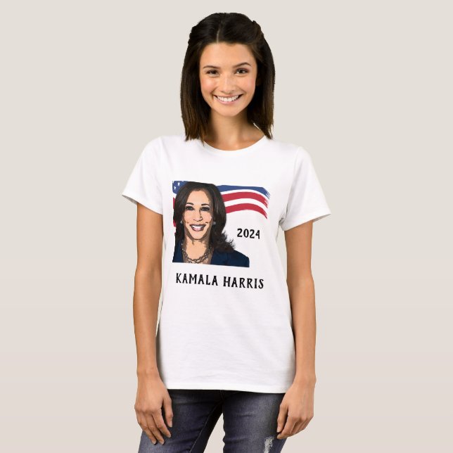 Camiseta Stars and Stripes Kamala Harris para o Presidente  (Frente Completa)