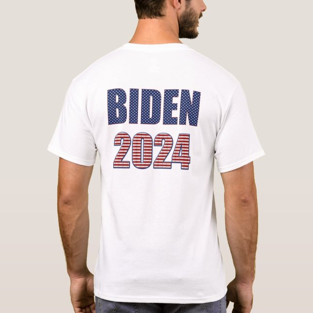 Camiseta Stars and Stripes Typografia Biden 2024 (Verso)