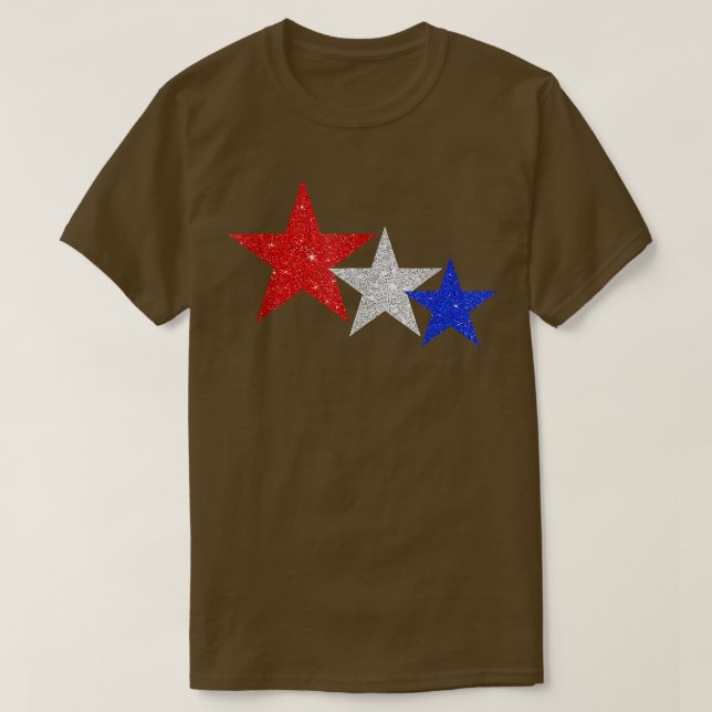 Camiseta Stars Patriótica Sparkle Red White Blue Americano  (Frente do Design)