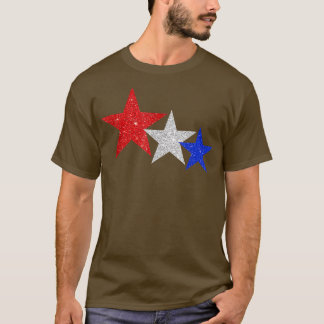 Camiseta Stars Patriótica Sparkle Red White Blue Americano