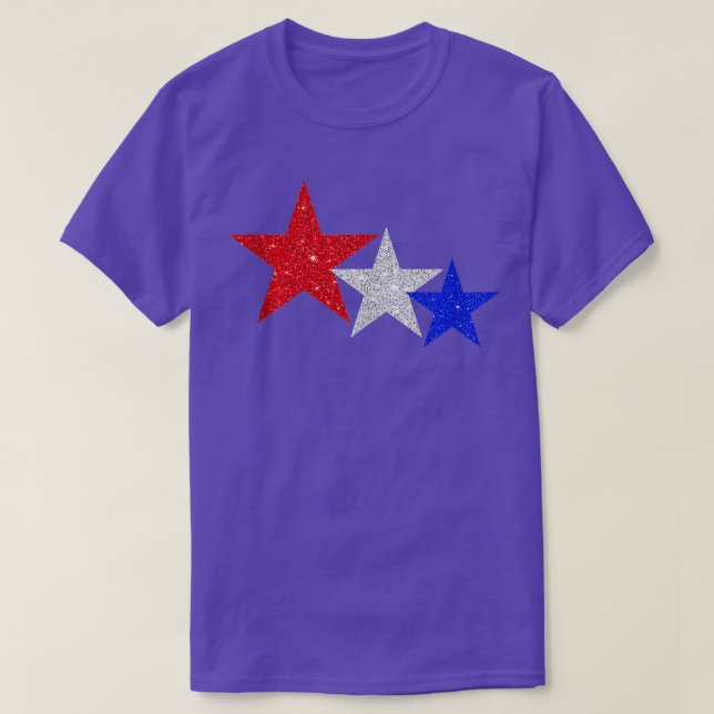 Camiseta Stars Patriótica Sparkle Red White Blue Americano  (Frente do Design)