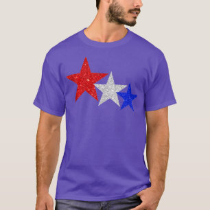 Camiseta Stars Patriótica Sparkle Red White Blue Americano 
