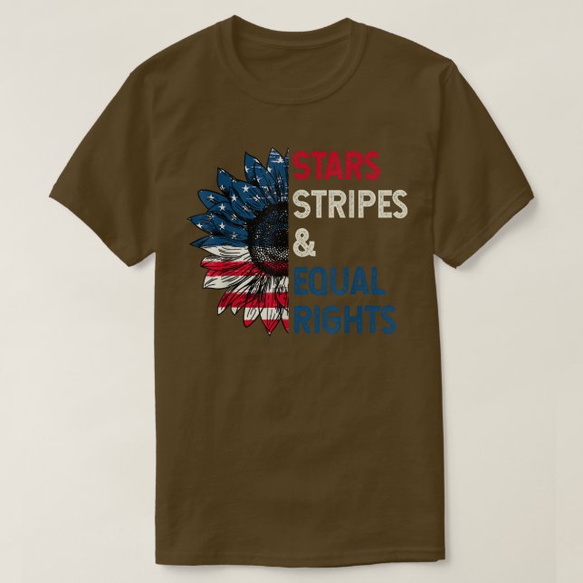 Camiseta Stars Stripes e Igualdade de Direitos 4 de julho (Frente do Design)