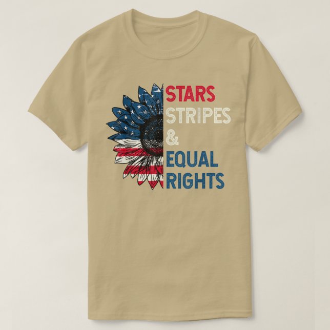 Camiseta Stars Stripes e Igualdade de Direitos 4 de julho (Frente do Design)