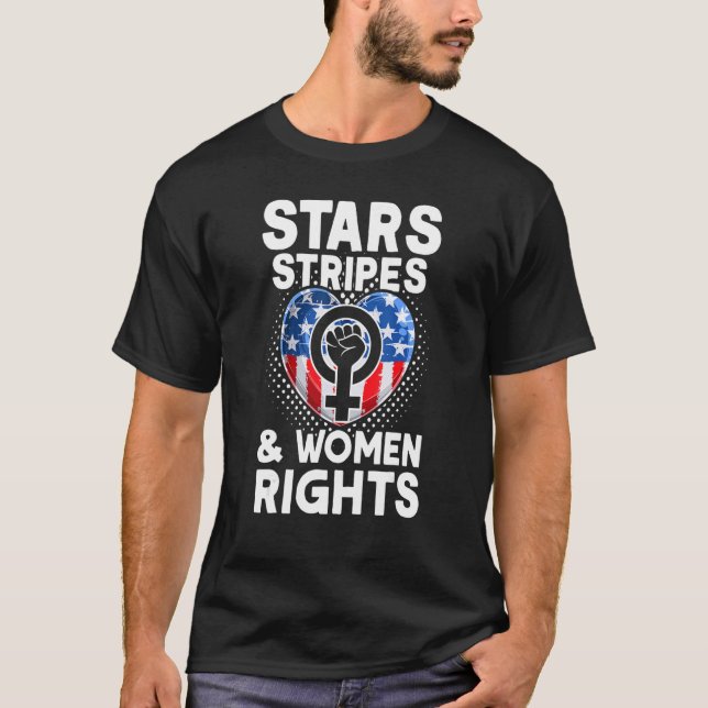 Camiseta Stars Stripes & Women Rights 4th Of July Equal Rig (Frente)