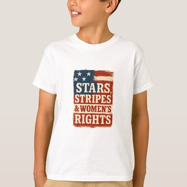 Camiseta Stars, Stripes & Women’s Rights Distressed Flag (Frente)