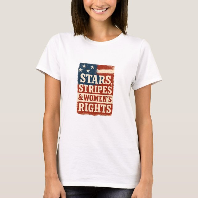 Camiseta Stars, Stripes & Women’s Rights Distressed Flag (Frente)