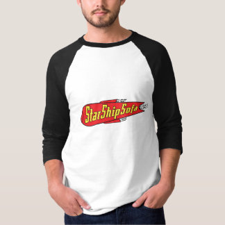 Camiseta StarShipSofa Raglan vermelha/amarelo 3/4 da Capa