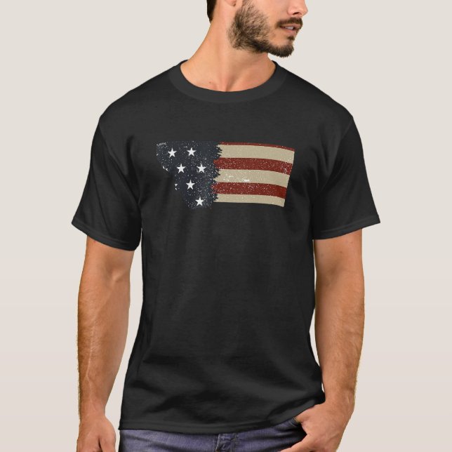 Camiseta State of Montana Patriotic USA Flag for Men Women  (Frente)