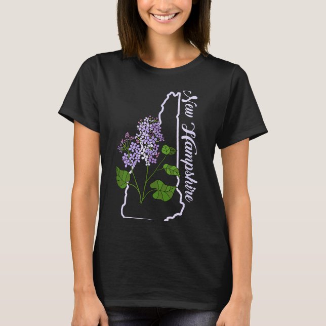 Camiseta State Of New Hampshire Purple Lilac Flower  (Frente)