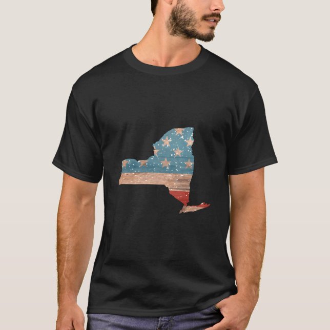 Camiseta State Of New York Patriotic Usa Flag For (Frente)