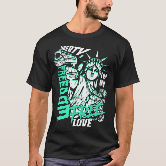 Camiseta Statue Of Liberty Freedom Money USA Graffiti (Frente)