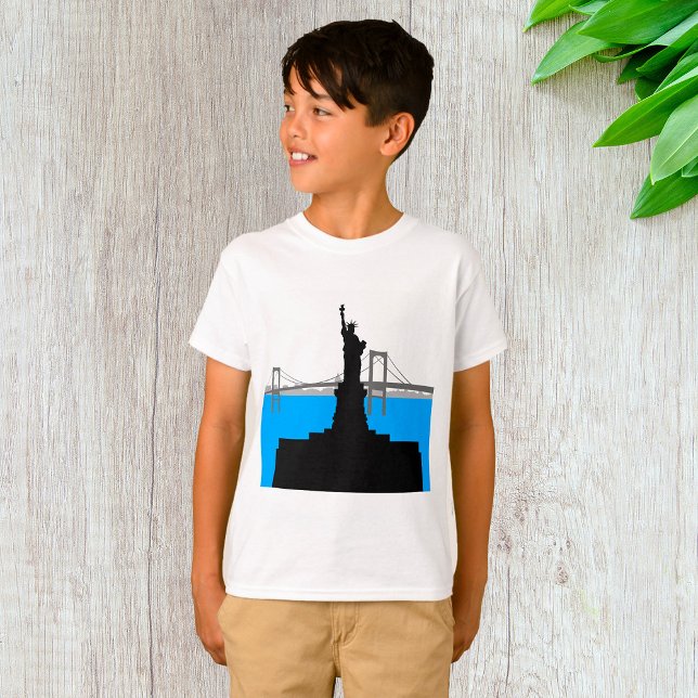 Camiseta Statue of Liberty Silhouette New York Skyline (Criador carregado)