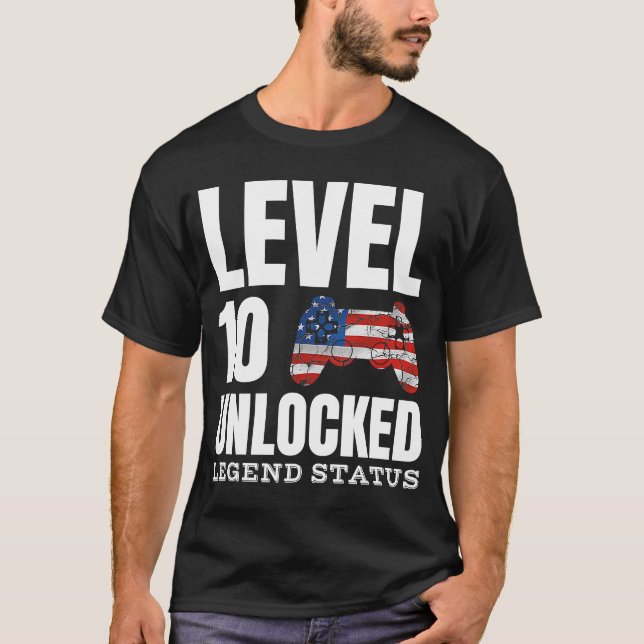 Camiseta Status de Legenda do Nível 10 Librou Birthda do Jo (Frente)