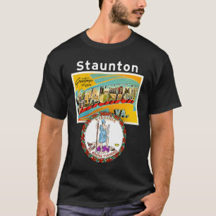 Camiseta Staunton Virginia VA Grande Letra Postal State S