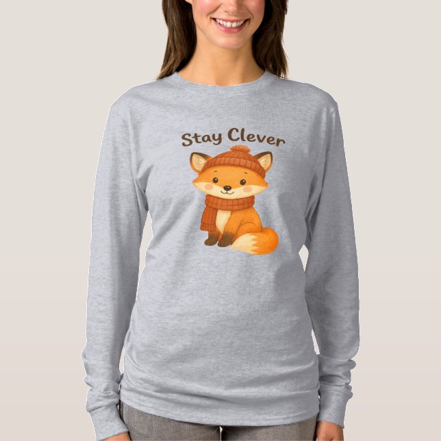 Camiseta  Stay Clever Women’s Winter T-Shirt – Cute Fox in  (Frente)
