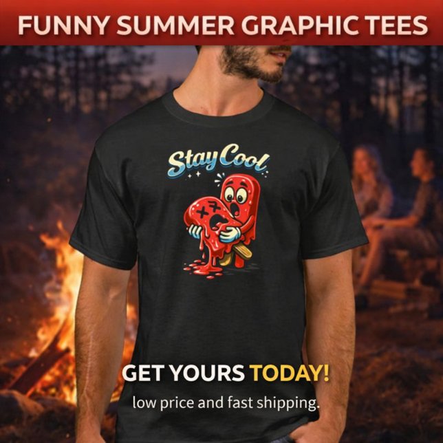 Camiseta Stay Cool - Funny Dark Humor Summer (Criador carregado)