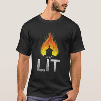 Camiseta Stay Lit Occult Burning Church Satanic Witchcraft 