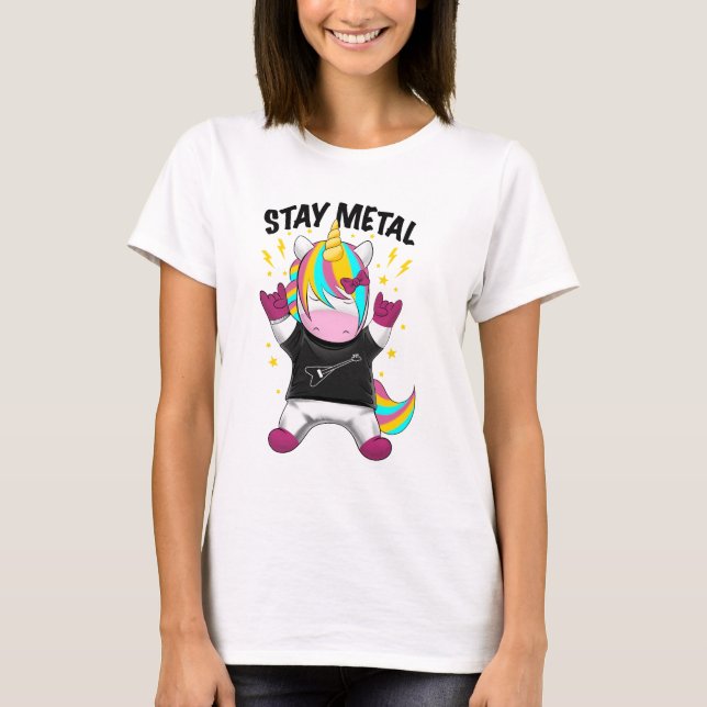 Camiseta Stay metal unicorn (Frente)